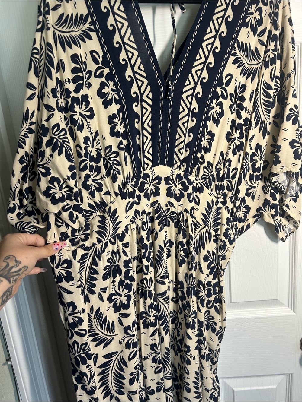 Cato Blue Floral Maxi Kimono Dress 18/20 - Picture 8 of 8